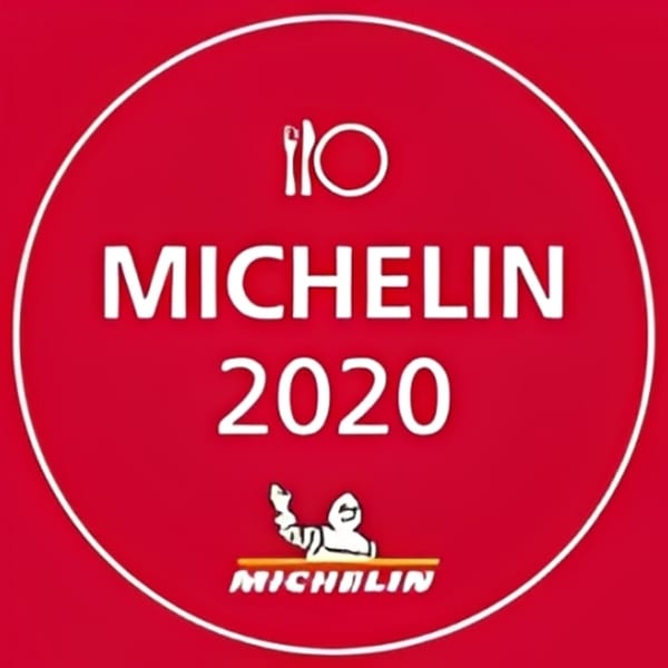 RaaSa Indian Cuisine's Michelin 2020 award, a red circle with white text and logo.