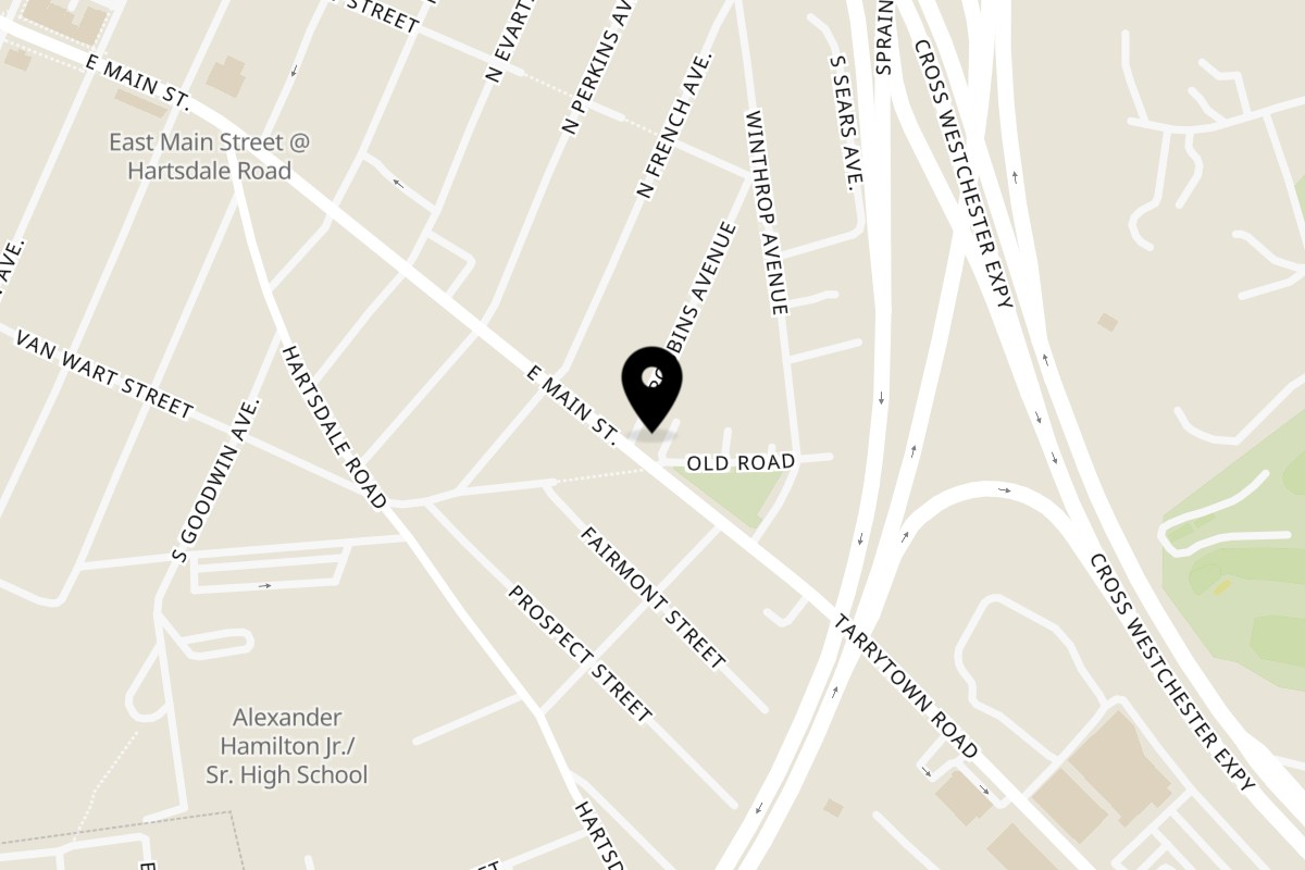 Map showing the location of RaaSa Indian Cuisine on 145 East Main Street in Elmsford